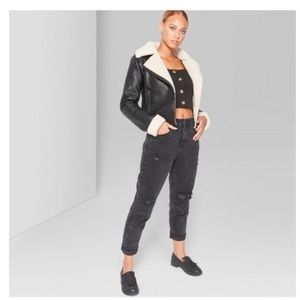 NWOT Sherpa leather moto jacket by Wild Fable